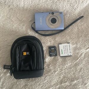 Canon Silver and Blue Digital Camera with Case